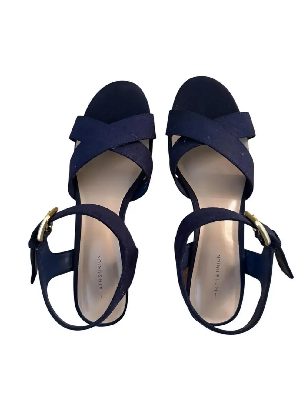 14TH & UNION Navy Blue Sandals w/ Buckle Strap Women 7.5 7-1/2 M